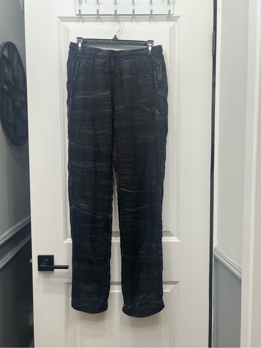 Johnny Was Pete & Greta Straight Leg Pants Gray Cupra Rayon Large